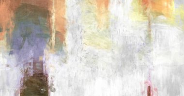 Soyut arkaplanda pürüzlü fırça darbeleri. Fırça boyası. Renkli boya darbeleri. Eşsiz duvar sanatı. Tuvaldeki modern sanat. Renkli çağdaş sanat eserleri. 
