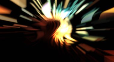 Işık parçacık izleri. Parlayan parçacıkları ve çizgileri olan ışık patlaması yıldızı. Güzel hareketli soyut ışın arkaplanı.