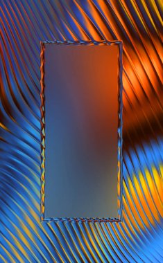 Soyut çerçeveli arkaplan. Renkli, canlı, dalgalı bir duvar kağıdı. Merkezi çerçeveli yaratıcı grafik 2d çizim. Dinamik şekilli modaya uygun sıvı örtüsü.