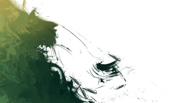 Taranmış Boyalı Soyut Arkaplan. Vahşi kaotik fırça darbeleri. Boya darbeleri. 2D İllüstrasyon. Fırça darbeli resim. 