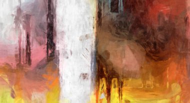Soyut arkaplanda pürüzlü fırça darbeleri. Fırça boyası. Renkli boya darbeleri. Eşsiz duvar sanatı. Tuvaldeki modern sanat. Renkli çağdaş sanat eserleri. 