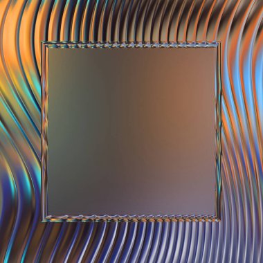 Soyut çerçeveli arkaplan. Renkli, canlı, dalgalı bir duvar kağıdı. Merkezi çerçeveli yaratıcı grafik 2d çizim. Dinamik şekilli modaya uygun sıvı örtüsü.