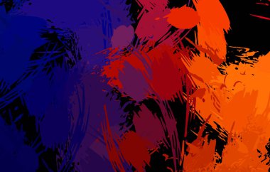 Vahşi fırça darbeleriyle yaratıcı soyut resim. Artistik fırça darbeleriyle donatılmış. Renkli ve canlı bir tasvir. Boyalı sanat.