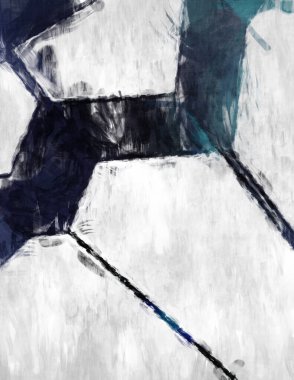 Soyut arkaplanda pürüzlü fırça darbeleri. Fırça boyası. Renkli boya darbeleri. Eşsiz duvar sanatı. Tuvaldeki modern sanat. Renkli çağdaş sanat eserleri. 