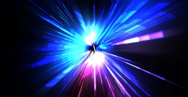 Fütürist mercek patlaması. Parlayan parçacıkları ve çizgileri olan ışık patlaması yıldızı. Güzel soyut ışın arkaplanı.