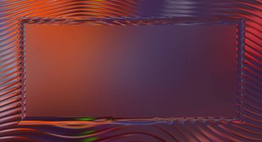 Soyut çerçeveli arkaplan. Renkli, canlı, dalgalı bir duvar kağıdı. Merkezi çerçeveli yaratıcı grafik 2d çizim. Dinamik şekilli modaya uygun sıvı örtüsü.