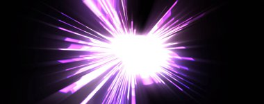 Fütürist mercek patlaması. Parlayan parçacıkları ve çizgileri olan ışık patlaması yıldızı. Güzel soyut ışın arkaplanı.