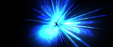 Fütürist mercek patlaması. Parlayan parçacıkları ve çizgileri olan ışık patlaması yıldızı. Güzel soyut ışın arkaplanı.