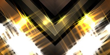 Soyut parlayan geometrik ışıklar arka planda. Fraktal simetrik grafik çizimi. Parıldayan ve parıldayan çubukları kesiştir.