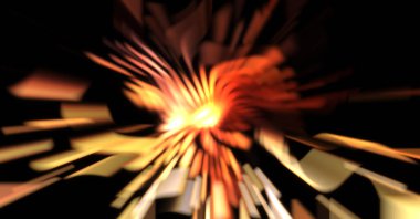 Işık parçacık izleri. Parlayan parçacıkları ve çizgileri olan ışık patlaması yıldızı. Güzel hareketli soyut ışın arkaplanı.