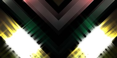 Soyut parlayan geometrik ışıklar arka planda. Fraktal simetrik grafik çizimi. Parıldayan ve parıldayan çubukları kesiştir.