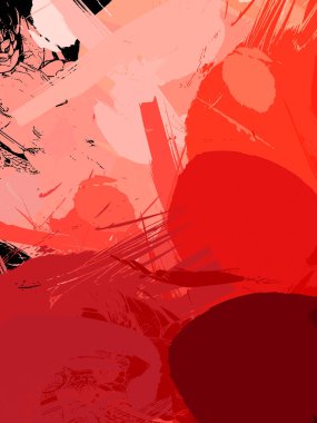 Vahşi fırça darbeleriyle yaratıcı soyut resim. Artistik fırça darbeleriyle donatılmış. Renkli ve canlı bir tasvir. Boyalı sanat.