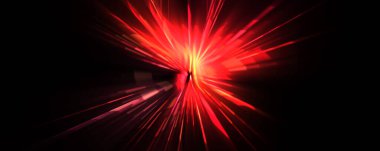 Fütürist mercek patlaması. Parlayan parçacıkları ve çizgileri olan ışık patlaması yıldızı. Güzel soyut ışın arkaplanı.