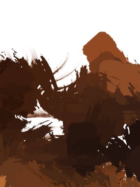 Taranmış Boyalı Soyut Arkaplan. Vahşi kaotik fırça darbeleri. Boya darbeleri. 2D İllüstrasyon. Fırça darbeli resim. 