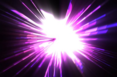 Fütürist mercek patlaması. Parlayan parçacıkları ve çizgileri olan ışık patlaması yıldızı. Güzel soyut ışın arkaplanı.