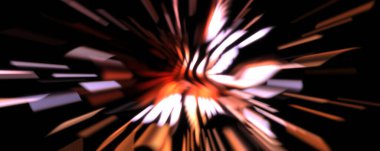 Işık parçacık izleri. Parlayan parçacıkları ve çizgileri olan ışık patlaması yıldızı. Güzel hareketli soyut ışın arkaplanı.