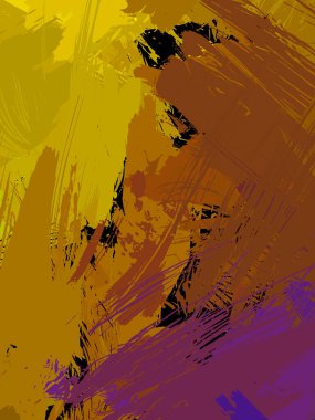 Vahşi fırça darbeleriyle yaratıcı soyut resim. Artistik fırça darbeleriyle donatılmış. Renkli ve canlı bir tasvir. Boyalı sanat.