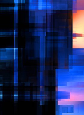 Renkli ve canlı geometrik şekiller katmanları var. Bir teknoloji planının dijital illüstrasyonu. Gelecekçi tasarım şablonu.