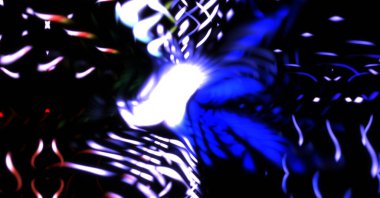 Işık parçacık izleri. Parlayan parçacıkları ve çizgileri olan ışık patlaması yıldızı. Güzel hareketli soyut ışın arkaplanı.