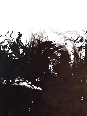 Taranmış Boyalı Soyut Arkaplan. Vahşi kaotik fırça darbeleri. Boya darbeleri. 2D İllüstrasyon. Fırça darbeli resim. 