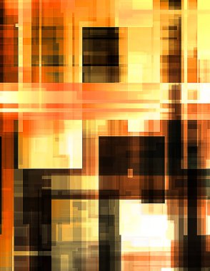 Renkli ve canlı geometrik şekiller katmanları var. Bir teknoloji planının dijital illüstrasyonu. Gelecekçi tasarım şablonu.