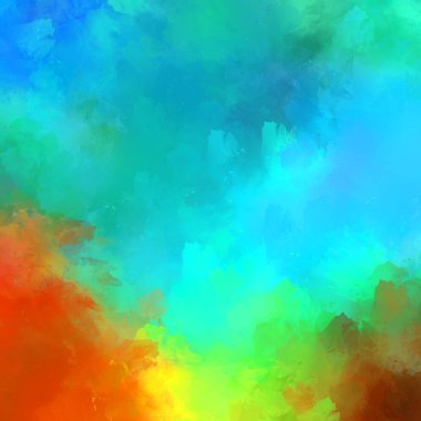 Canlı fırça darbeleriyle boyanmış. Renkli desenli resim. Fırçalanmış duvar kağıdını boya.