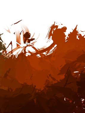 Taranmış Boyalı Soyut Arkaplan. Vahşi kaotik fırça darbeleri. Boya darbeleri. 2D İllüstrasyon. Fırça darbeli resim. 