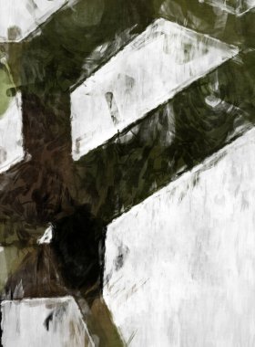 Soyut arkaplanda pürüzlü fırça darbeleri. Fırça boyası. Renkli boya darbeleri. Eşsiz duvar sanatı. Tuvaldeki modern sanat. Renkli çağdaş sanat eserleri. 