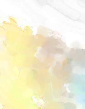 Pastel renklerde suluboya resim. Poster, duvar sanatı, afiş, kart, kitap kapağı ya da ambalaj için rahatlatıcı kompozisyonun yumuşak renkli çizimi. Modern fırça darbeleri resim.