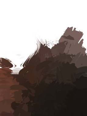 Taranmış Boyalı Soyut Arkaplan. Vahşi kaotik fırça darbeleri. Boya darbeleri. 2D İllüstrasyon. Fırça darbeli resim. 