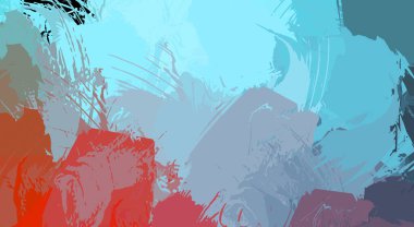 Canlı fırça darbeleriyle boyanmış. Renkli desenli resim. Fırçalanmış duvar kağıdını boya.