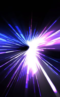 Fütürist mercek patlaması. Parlayan parçacıkları ve çizgileri olan ışık patlaması yıldızı. Güzel soyut ışın arkaplanı.