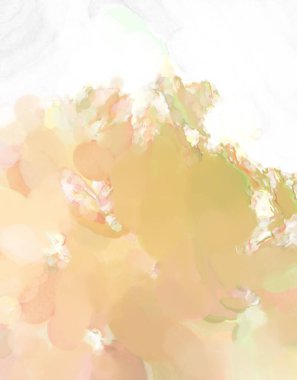 Pastel renklerde suluboya resim. Poster, duvar sanatı, afiş, kart, kitap kapağı ya da ambalaj için rahatlatıcı kompozisyonun yumuşak renkli çizimi. Modern fırça darbeleri resim.