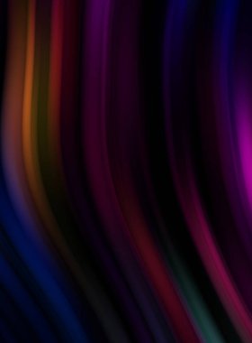 Siyah arka planda renkli düz çizgiler. Sıvı ve sıvı renkli dalgalar karanlıkta akıyor. Duvar kağıdı, afiş, arkaplan, kart, kitap, kapak, poster, afiş, broşür