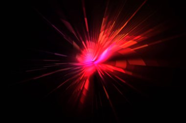 Fütürist mercek patlaması. Parlayan parçacıkları ve çizgileri olan ışık patlaması yıldızı. Güzel soyut ışın arkaplanı.