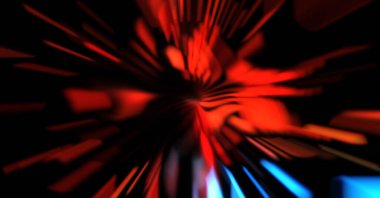 Işık parçacık izleri. Parlayan parçacıkları ve çizgileri olan ışık patlaması yıldızı. Güzel hareketli soyut ışın arkaplanı.