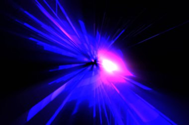 Fütürist mercek patlaması. Parlayan parçacıkları ve çizgileri olan ışık patlaması yıldızı. Güzel soyut ışın arkaplanı.