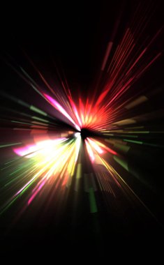 Fütürist mercek patlaması. Parlayan parçacıkları ve çizgileri olan ışık patlaması yıldızı. Güzel soyut ışın arkaplanı.