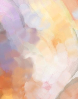 Yumuşak suluboya duvar kağıdı. Hafifçe fırçalanmış renkleri olan sanatsal bir resim. Pastel renkler arkaplana dokunmuş. Soyut duvar sanatı..