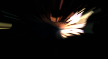 Işık parçacık izleri. Parlayan parçacıkları ve çizgileri olan ışık patlaması yıldızı. Güzel hareketli soyut ışın arkaplanı.