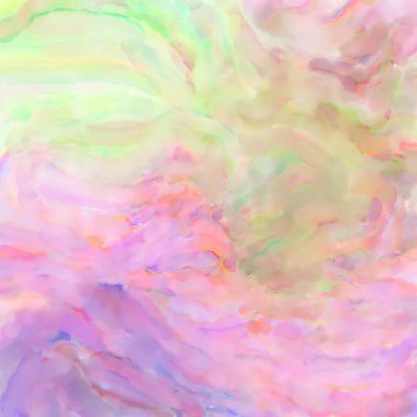 Pastel renklerde suluboya resim. Poster, duvar sanatı, afiş, kart, kitap kapağı ya da ambalaj için rahatlatıcı kompozisyonun yumuşak renkli çizimi. Modern fırça darbeleri resim.