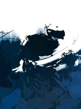 Taranmış Boyalı Soyut Arkaplan. Vahşi kaotik fırça darbeleri. Boya darbeleri. 2D İllüstrasyon. Fırça darbeli resim. 