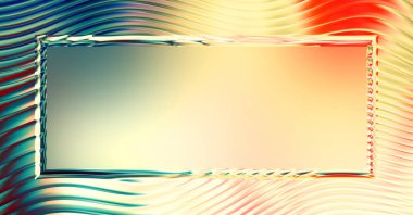 Soyut çerçeveli arkaplan. Renkli, canlı, dalgalı bir duvar kağıdı. Merkezi çerçeveli yaratıcı grafik 2d çizim. Dinamik şekilli modaya uygun sıvı örtüsü.