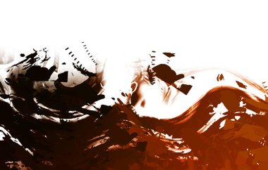 Taranmış Boyalı Soyut Arkaplan. Vahşi kaotik fırça darbeleri. Boya darbeleri. 2D İllüstrasyon. Fırça darbeli resim. 