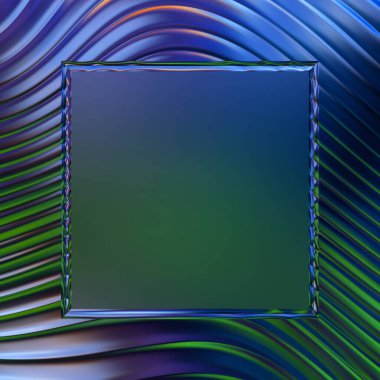 Soyut çerçeveli arkaplan. Renkli, canlı, dalgalı bir duvar kağıdı. Merkezi çerçeveli yaratıcı grafik 2d çizim. Dinamik şekilli modaya uygun sıvı örtüsü.