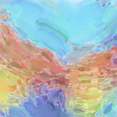 Çağdaş sanat. El işçiliğinin renkli dokusu. Modern resim. Yüzeyde suluboya vuruşlar. Sanatsal arkaplan resmi. Tablo üzerinde soyut resim. Fırça darbeleri. 