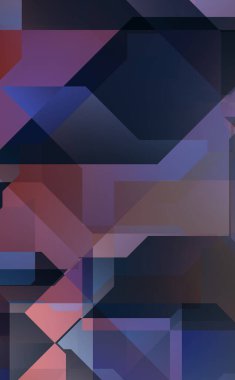 Renkli ve canlı geometrik şekiller katmanları var. Bir teknoloji planının dijital illüstrasyonu. Gelecekçi tasarım şablonu.