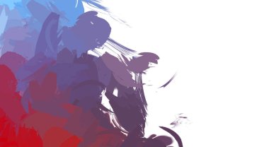 Taranmış Boyalı Soyut Arkaplan. Vahşi kaotik fırça darbeleri. Boya darbeleri. 2D İllüstrasyon. Fırça darbeli resim. 