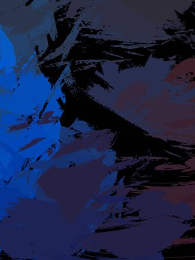 Vahşi fırça darbeleriyle yaratıcı soyut resim. Artistik fırça darbeleriyle donatılmış. Renkli ve canlı bir tasvir. Boyalı sanat.