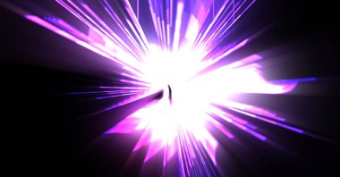 Fütürist mercek patlaması. Parlayan parçacıkları ve çizgileri olan ışık patlaması yıldızı. Güzel soyut ışın arkaplanı.